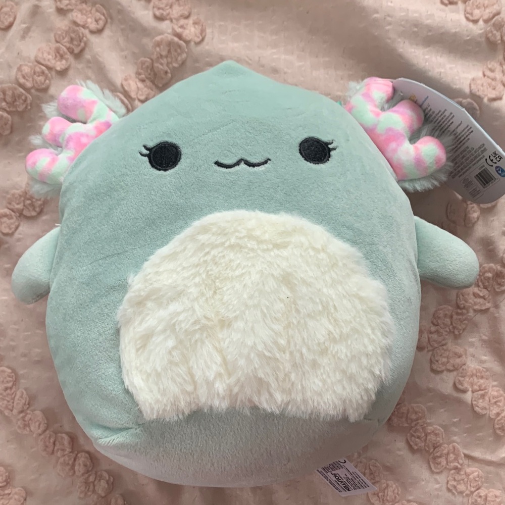 Squishmallow Chasmine Plush Axolotl Toy - Mint Green and Pink